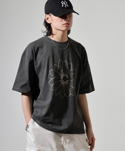 古着 ビンテージ NICE デザイン 人間 イラスト プリント Tシャツ 美品 ATELANE tシャツ 古着風 ピグメント加工 ヴィンテージ ワン