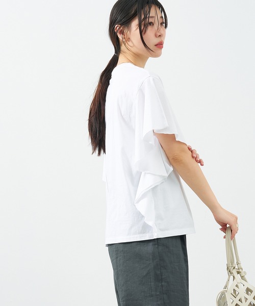 tシャツ VEGANATHLETIC”ロゴフリルスリーブT-shirt レディース MICA&DEAL tシャツ VEGANATHLETIC”ロゴフリルスリーブT-shirt