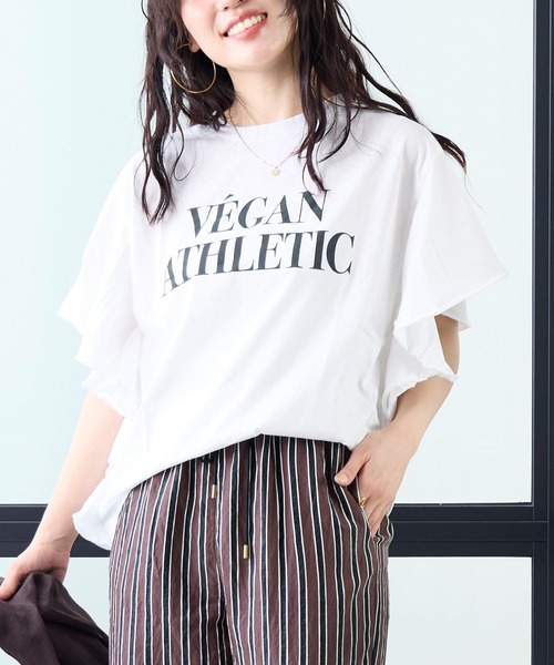 tシャツ パッツワーク ロゴ フリル Tシャツ レディース B:MING by BEAMS（ビーミング by ビームス）パッチワーク ロゴ