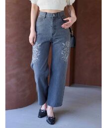 ジーンズ デニム デニムパンツ カットワーク刺繍デニムストレートパンツ レディース｜ZOZOTOWN Yahoo!店