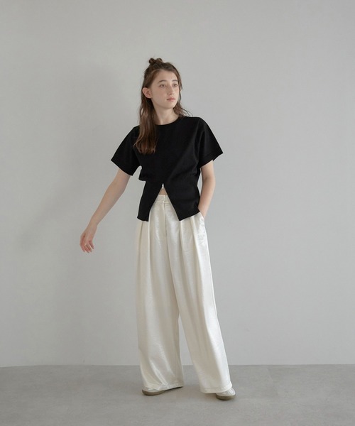 MINERTE パンツ 「MINERTE」satin wide pants / サテンワイドパンツ