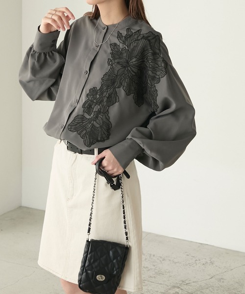 BONLECILL（ボンルシール） ブラウス シャツ アソート柄フラワーレース