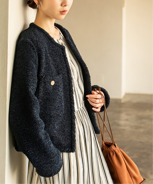 NOBLE ノーカラージャケット38 NOBLE 「NOBLE」 ノーカラージャケット 38 キャメル レディース