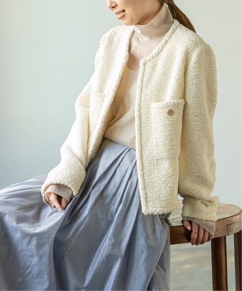 NOBLE ノーカラージャケット38 NOBLE 「NOBLE」 ノーカラージャケット 38 キャメル レディース