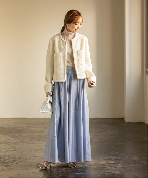 NOBLE 「NOBLE」 ノーカラージャケット 38 ネイビー レディース