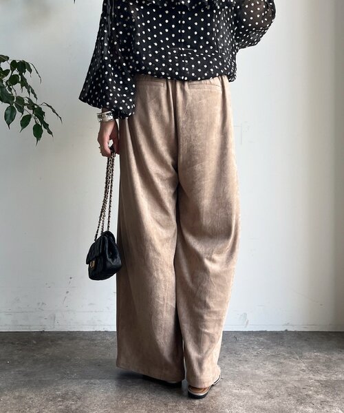DouDou（ドゥドゥ） ワイドパンツ パンツ スウェードタックパンツ