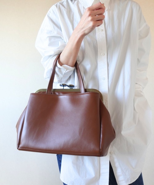 MIMCO トートバッグ レザー ターンロック がま口 ベージュ Tomieco（トミエコ） ショルダーバッグ バッグ がま口バッグ