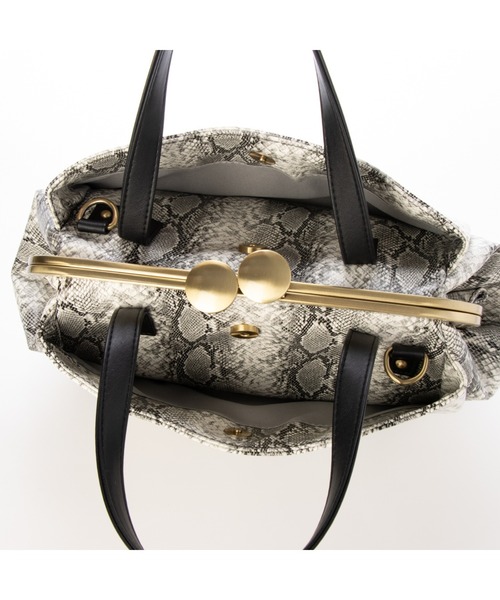 y2k MIMCO トートバッグ レザー ターンロック がま口 ベージュ 保存袋 Tomieco（トミエコ） ショルダーバッグ バッグ がま口バッグ