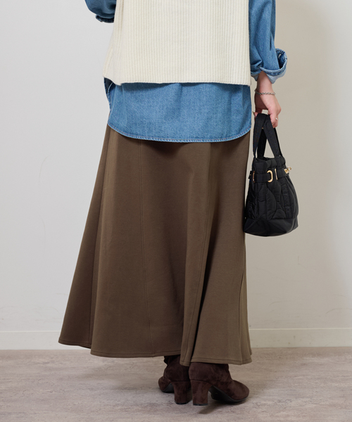ギャザーフレアスカート JOURNAL STANDARD relume ブラウン WEB限定追加》ギャザーフレアスカート（ロング・マキシ丈スカート