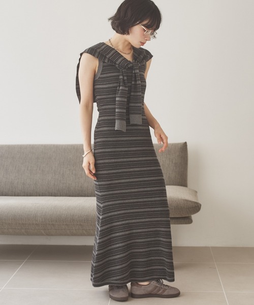 ワンピース shawl random border one piece /ショールランダムボーダー