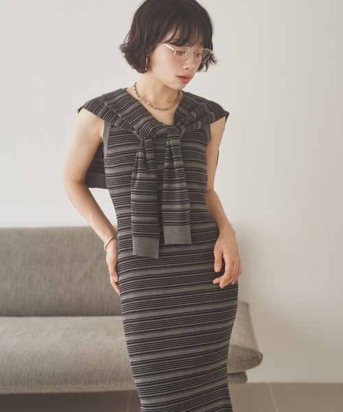 ワンピース shawl random border one piece /ショールランダムボーダー