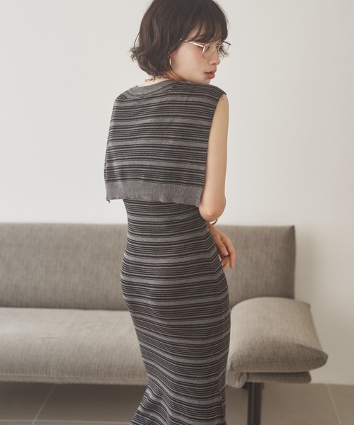 ワンピース shawl random border one piece /ショールランダムボーダー