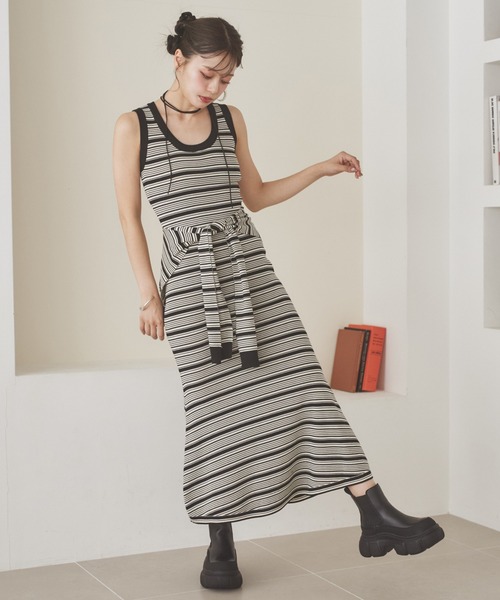 ワンピース shawl random border one piece /ショールランダムボーダー