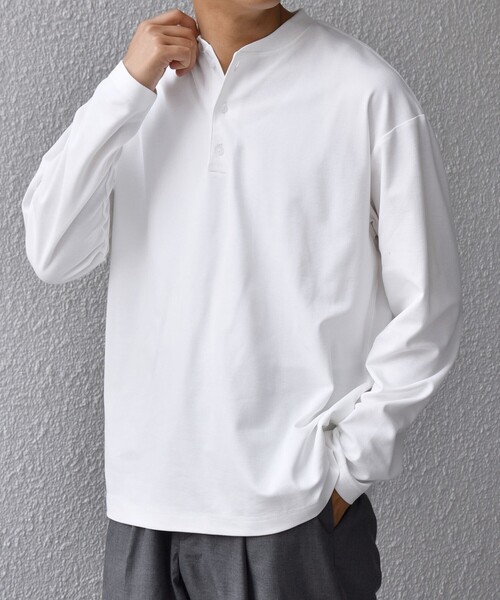 tシャツ SHIPS any:「抗菌防臭/遮熱等」マルチファンクション ヘンリーネック Tシャツ(ロンT) メンズ | SHIPS any | 01