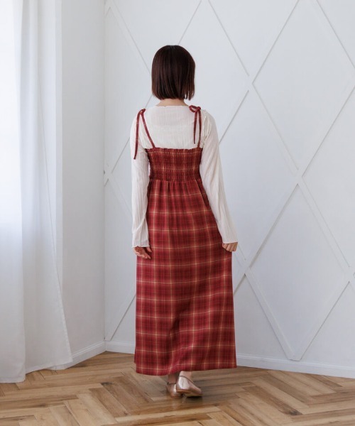 はるhibyebebe チェック柄　大人用ワンピース　赤チェック3点セット flower ワンピース シックチェックワンピース : ZOZOTOWN Yahoo!店