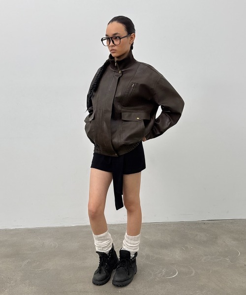 blackupレザージャケット ブラック BLACKUP（ブラックアップ）の「[MADE] キロットファーレザージャンパー