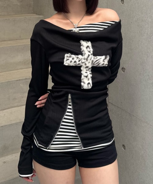 ZIPPER CLUB tシャツ fuwafuwa zip layered top レディース メンズ
