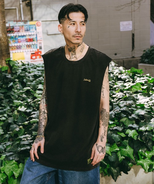 「Subciety」 ノースリーブトップス LARGE レッド メンズ_画像3