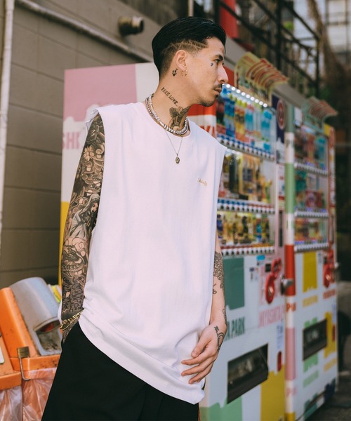 「Subciety」 ノースリーブトップス LARGE レッド メンズ_画像4