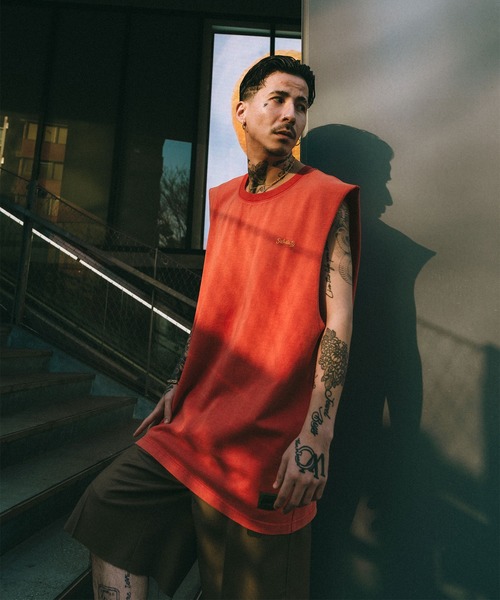 「Subciety」 ノースリーブトップス LARGE レッド メンズ_画像7
