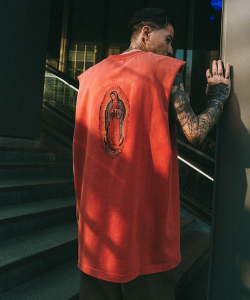 「Subciety」 ノースリーブトップス LARGE レッド メンズ_画像8