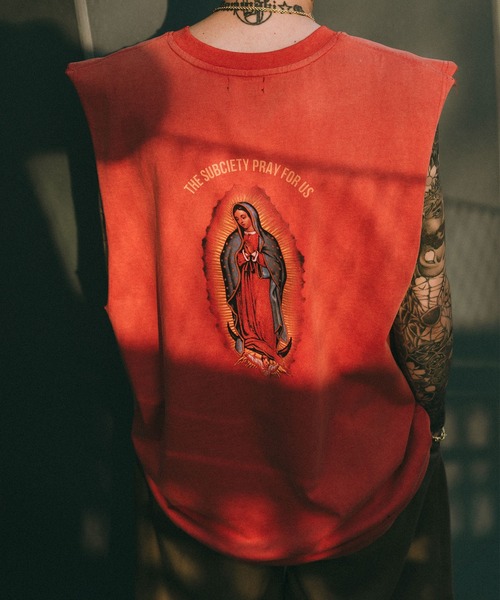「Subciety」 ノースリーブトップス LARGE レッド メンズ_画像9