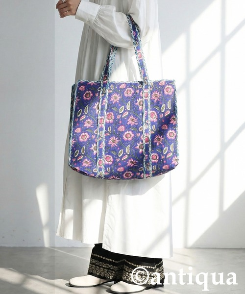 antiqua（アンティカ） トートバッグ 花柄 キルティング トートバッグ