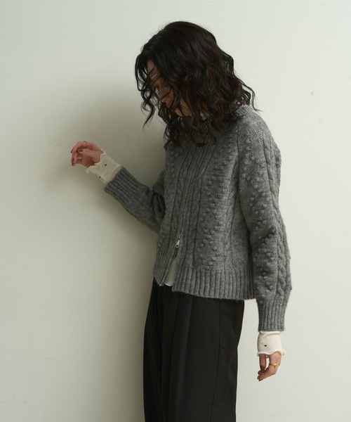 カーディガン Double-zip Aran knit cardigan / ダブルジップアラン