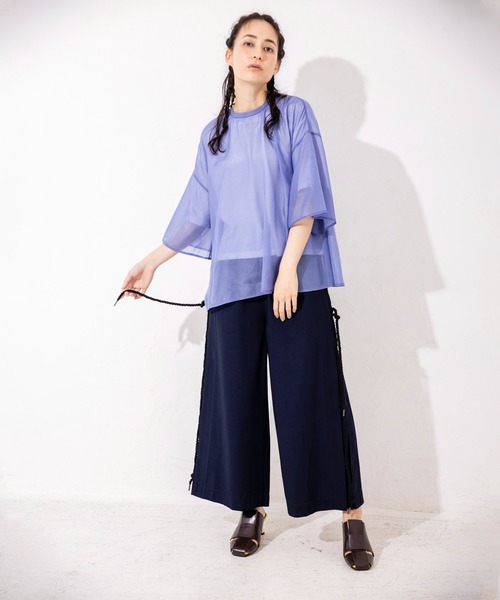 「OSMOSIS」 半袖ブラウス ONE SIZE ブラック レディース_画像2