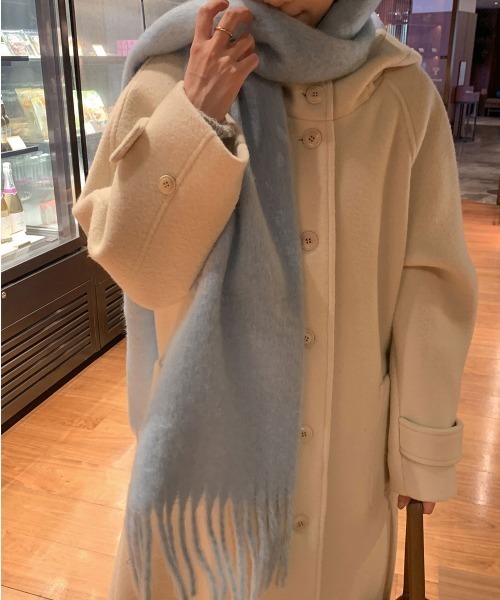 Aelina ステンカラーコート コート メルトンコートフード付きシングル 