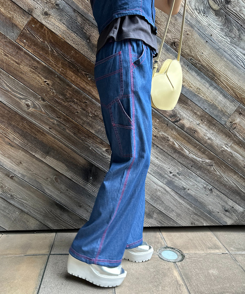 「mi via loca」 デニムパンツ FREE ライトブルー レディース_画像4