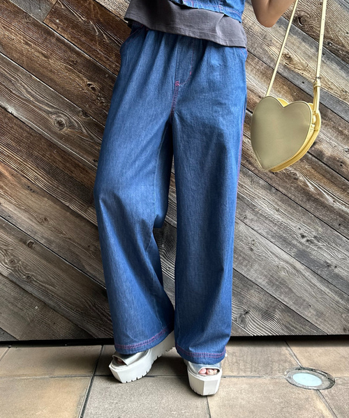 「mi via loca」 デニムパンツ FREE ライトブルー レディース_画像9