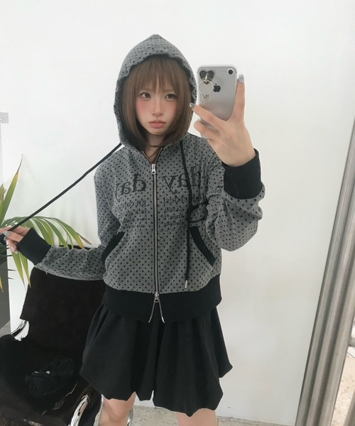 DAYDAY seoul パーカー カテゴリーロゴダブルジップフーディー