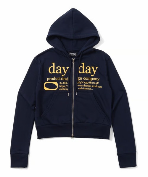 nouw. ダブルジップフーディ ネイビー 【sサイズ】 DAYDAY seoul パーカー カテゴリーロゴダブルジップフーディー