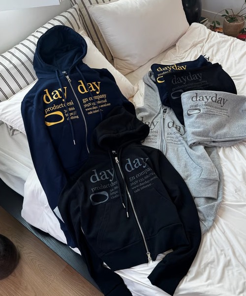 DAYDAY seoul パーカー カテゴリーロゴダブルジップフーディー