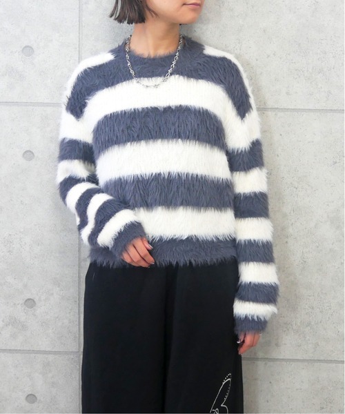 FUN ニット セーター ボーダーシャギーニット レディース : ZOZOTOWN