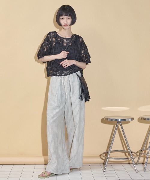 「THE YOn」 イージーパンツ FREE グレイッシュベージュ レディース_画像4