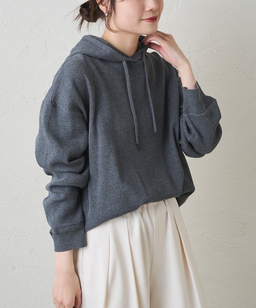 pual ce cin パーカー ワッフルレイヤードパーカー レディース