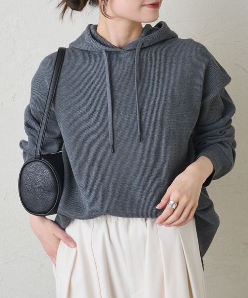 pual ce cin パーカー ワッフルレイヤードパーカー レディース