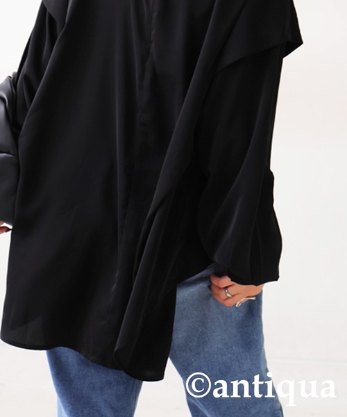 「antiqua」 長袖ブラウス P ブラック レディース_画像2