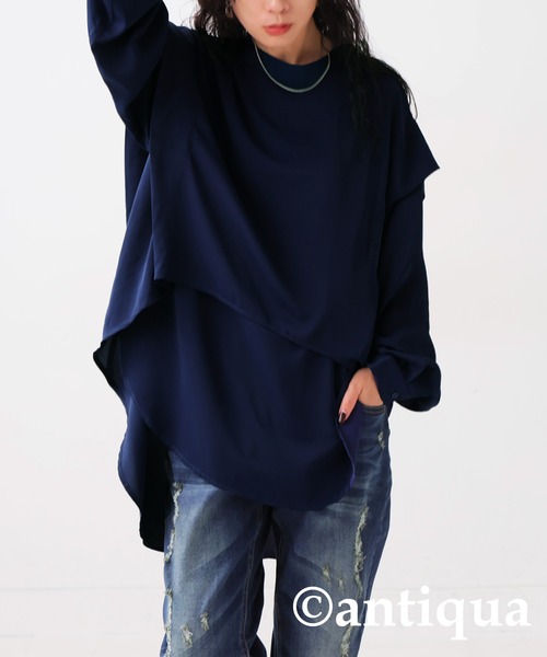 「antiqua」 長袖ブラウス P ブラック レディース_画像3