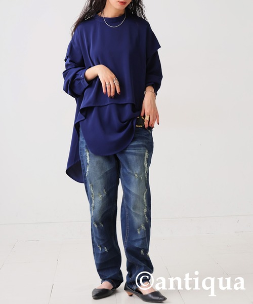 「antiqua」 長袖ブラウス P ブラック レディース_画像5