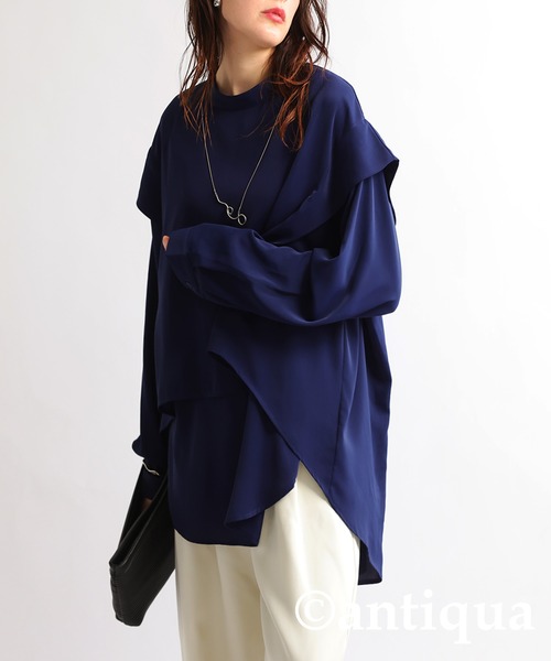 「antiqua」 長袖ブラウス P ブラック レディース_画像9