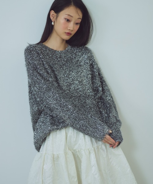 「paravion」 長袖ニット FREE シルバー レディース_画像7