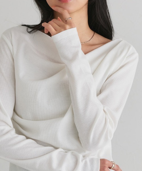 Pierrot（ピエロ） tシャツ ドレープデザインテレコリブカットソー