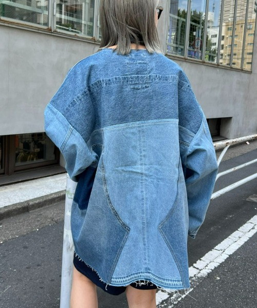 「etsinta」 デニムジャケット ONE SIZE インディゴブルー レディースの画像