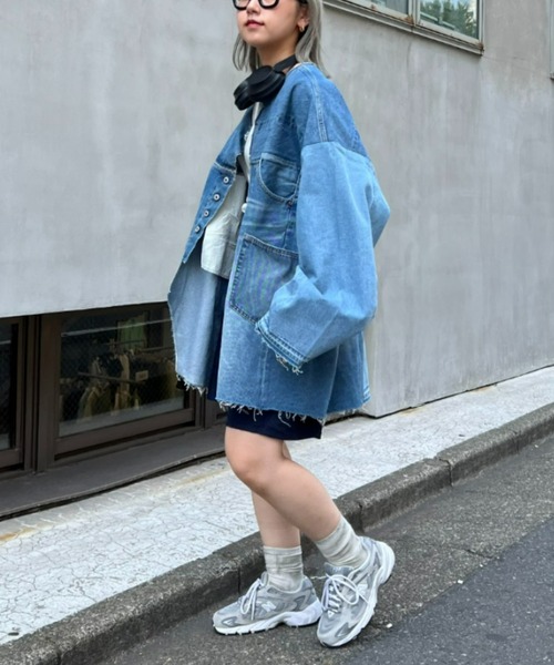 「etsinta」 デニムジャケット ONE SIZE インディゴブルー レディースの画像