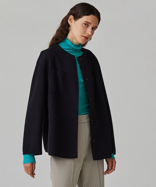 Ballsey ネイビー ノーカラージャケット 36サイズ Ballsey（ボールジィ） ノーカラージャケット 36 ネイビー レディース