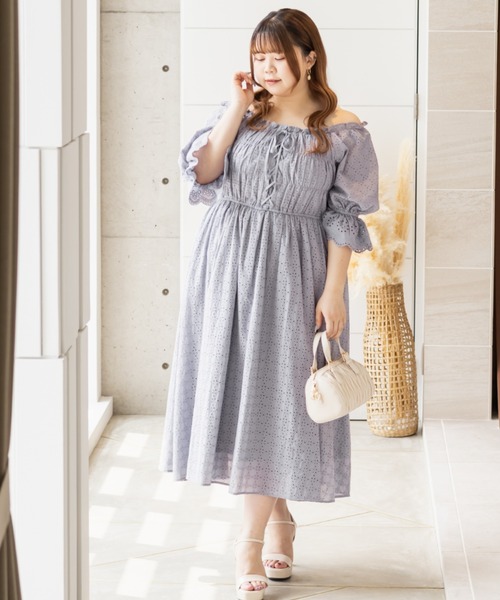 「CLETTE」 半袖ワンピース LL オフホワイト レディース_画像3