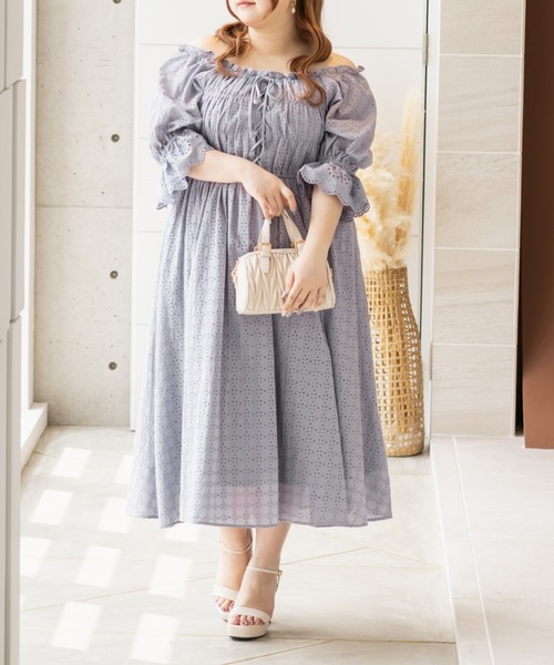 「CLETTE」 半袖ワンピース LL オフホワイト レディース_画像4
